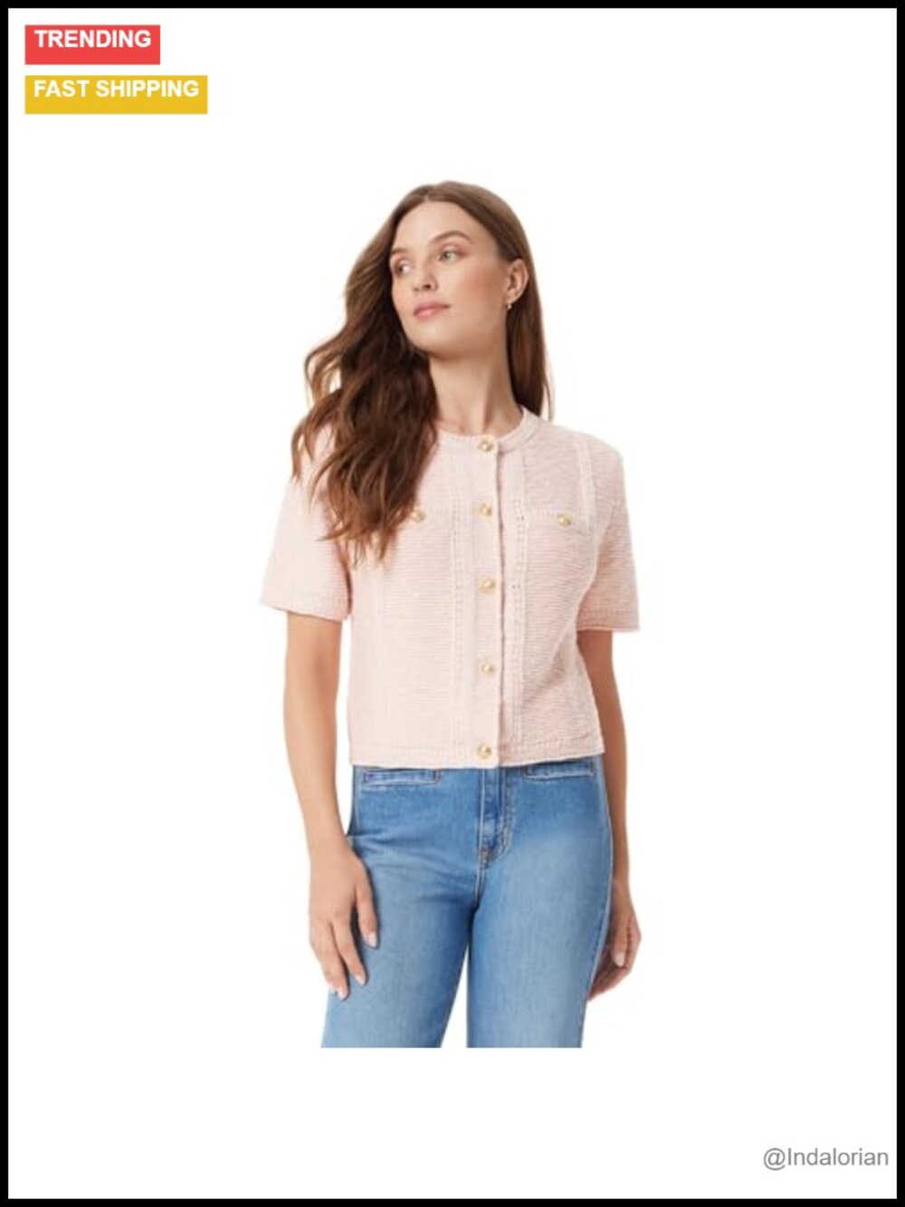 Sam Edelman Colleen Short Sleeve Cardigan Button Up Band Collar